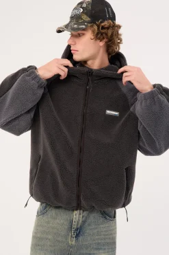 Gravity Hooded Sherpa Jacket Charcoal