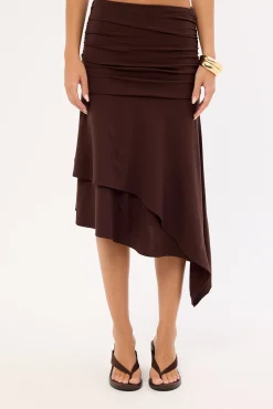 Gresca Asymmetrical Midi Skirt Chocolat Moka