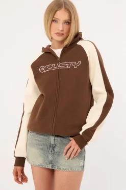 Greyson ZIp Through Oversized Hood Pinecone/Cream