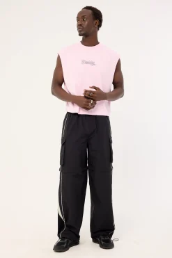 Grime Cropped Muscle Tank Candy Pink