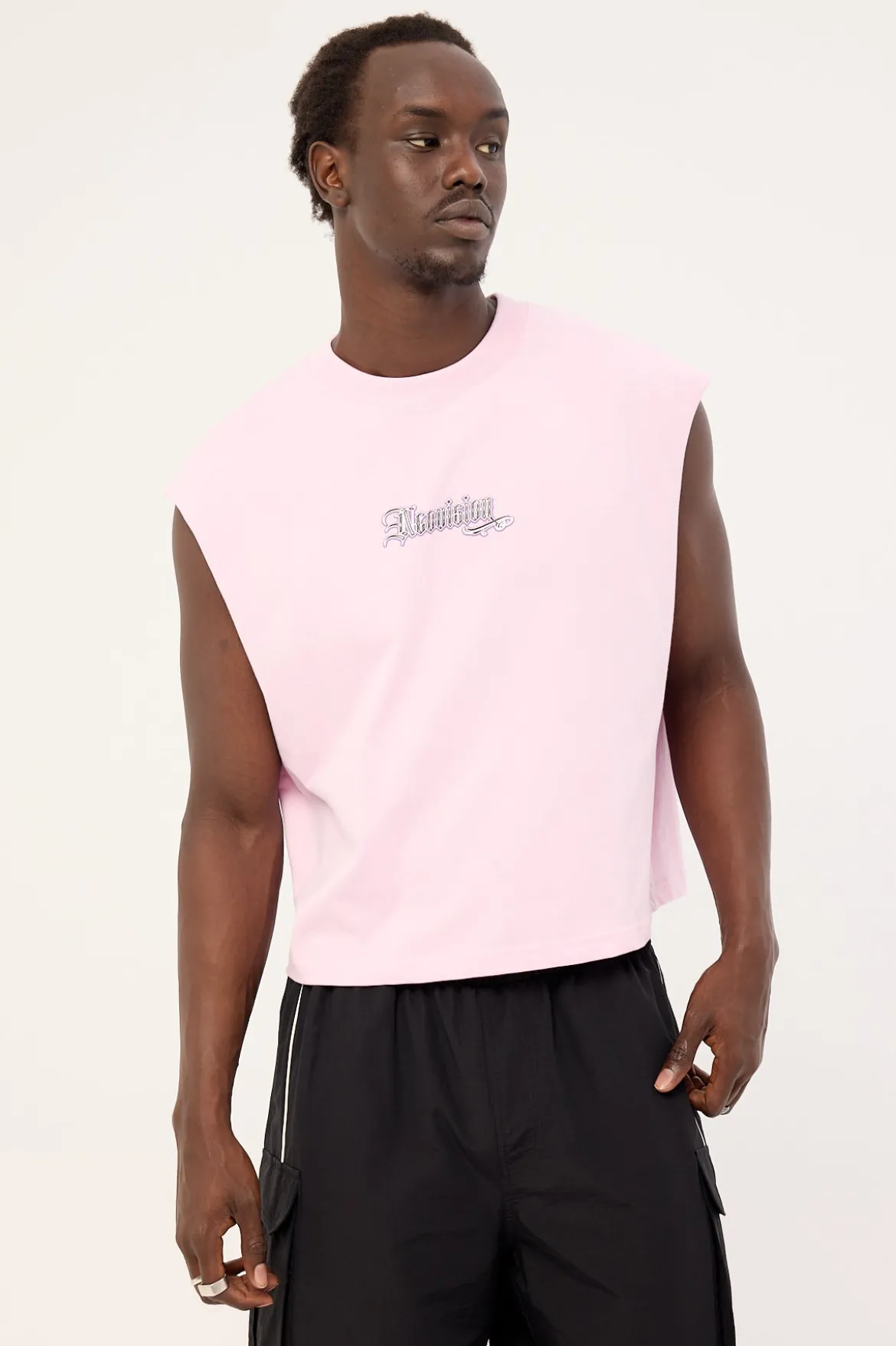 Grime Cropped Muscle Tank Candy Pink