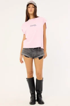 Grime Cropped Muscle Tank Candy Pink