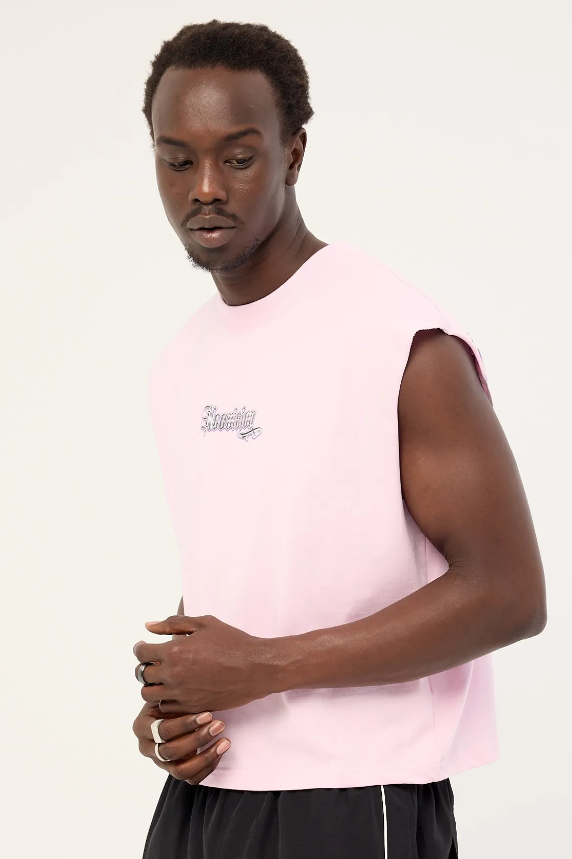 Grime Cropped Muscle Tank Candy Pink
