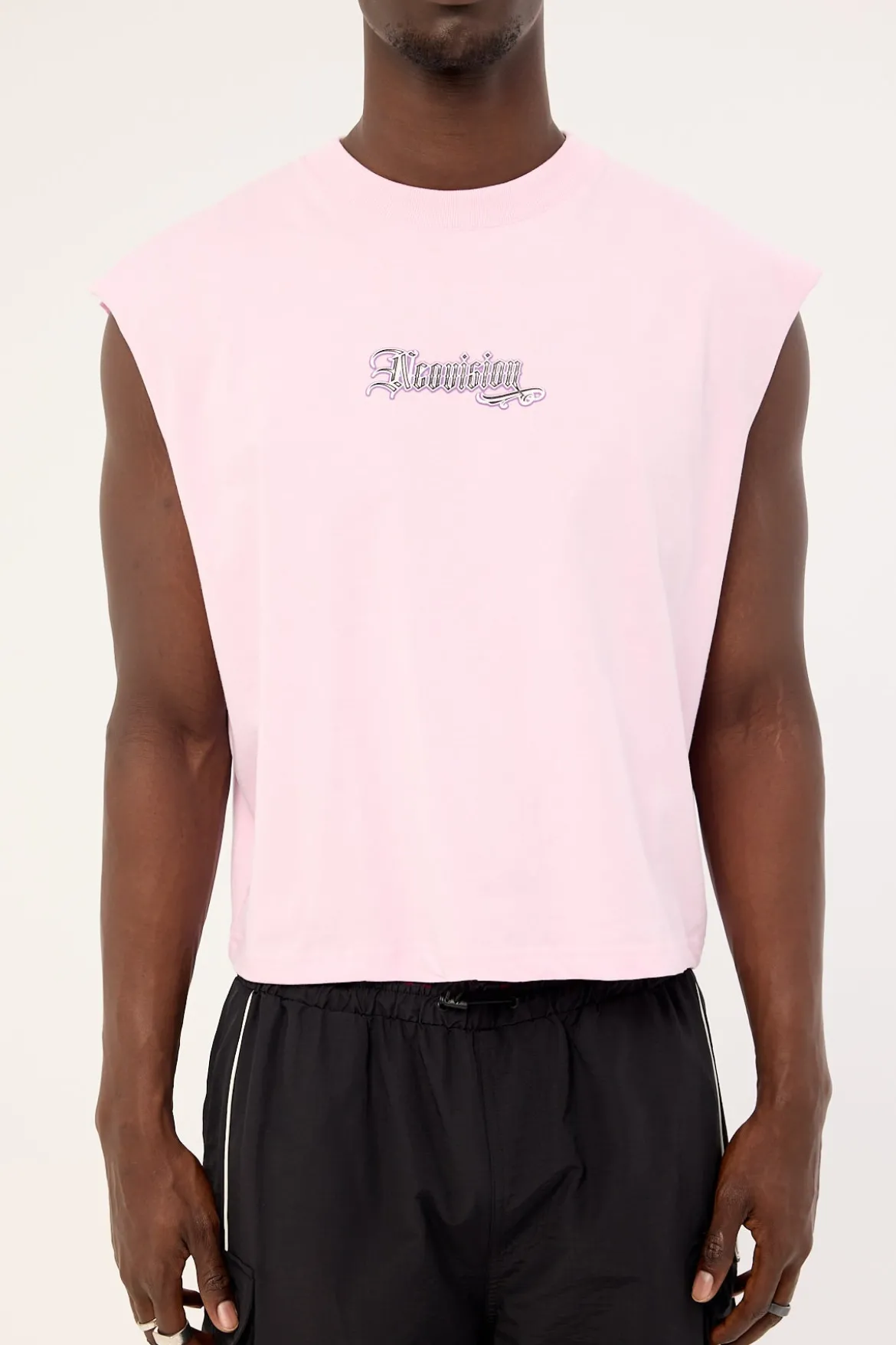 Grime Cropped Muscle Tank Candy Pink
