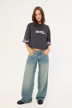 Grime Relaxed Fit Baby Tee Washed Black