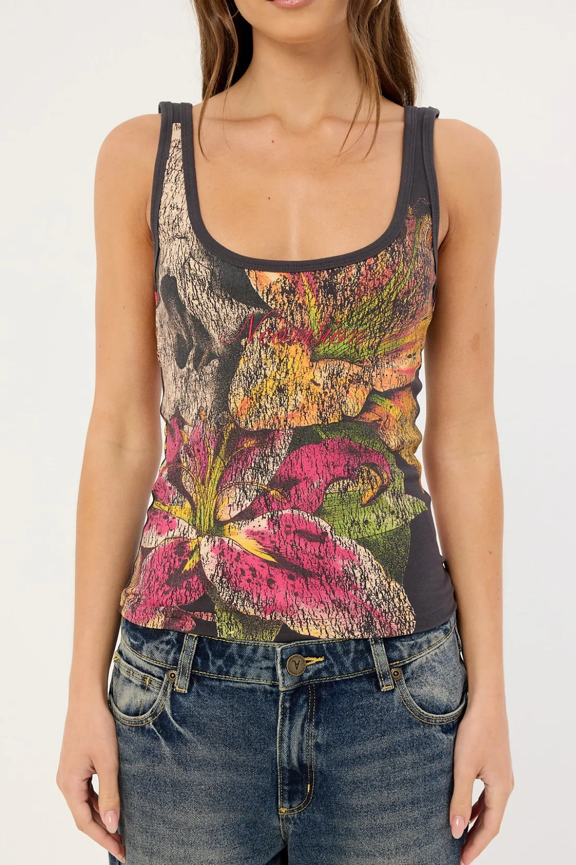 Grimrose Singlet Tank Top Washed Black