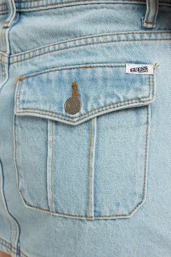 Guess Cargo Denim Skirt GO Tinted Light Wash