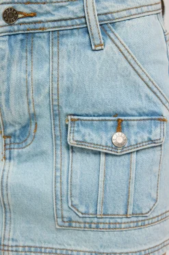 Guess Cargo Denim Skirt GO Tinted Light Wash