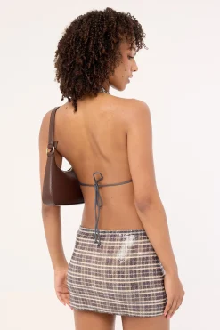 Guizio Skirt Sequin Vintage Check Brown