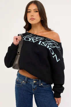 Hack Off Shoulder Crew Black