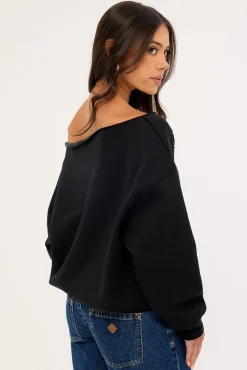 Hack Off Shoulder Crew Black