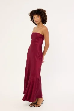 Hallie Strapless Maxi Dress Burgundy