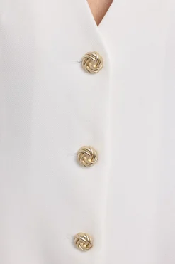 Halter Suiting Vest Mini Dress White