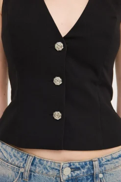 Halter Suiting Vest Top Black