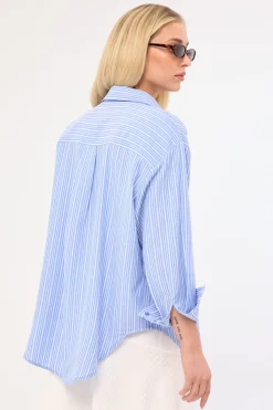 Hanna Striped Oversized Shirt Blue Stripe