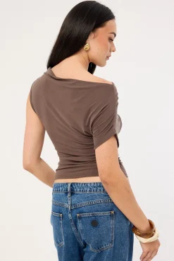 Harley Off Shoulder Top Brown
