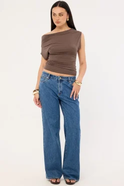 Harley Off Shoulder Top Brown