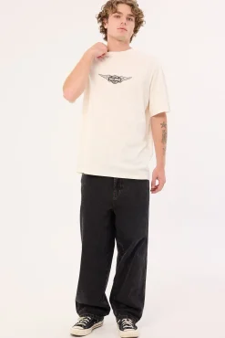 Harley-davidson SS Wings FB AJ Tee Vintage Cream
