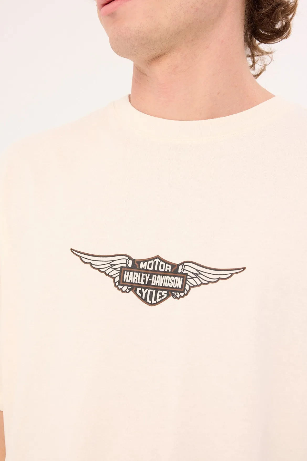 Harley-davidson SS Wings FB AJ Tee Vintage Cream
