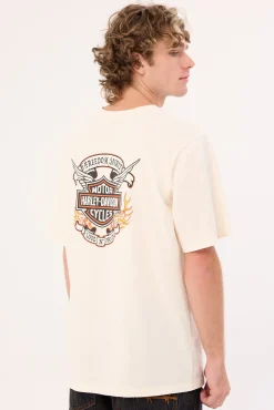 Harley-davidson SS Wings FB AJ Tee Vintage Cream