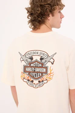 Harley-davidson SS Wings FB AJ Tee Vintage Cream