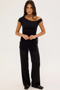Harlow Lace Wrap Pants Black