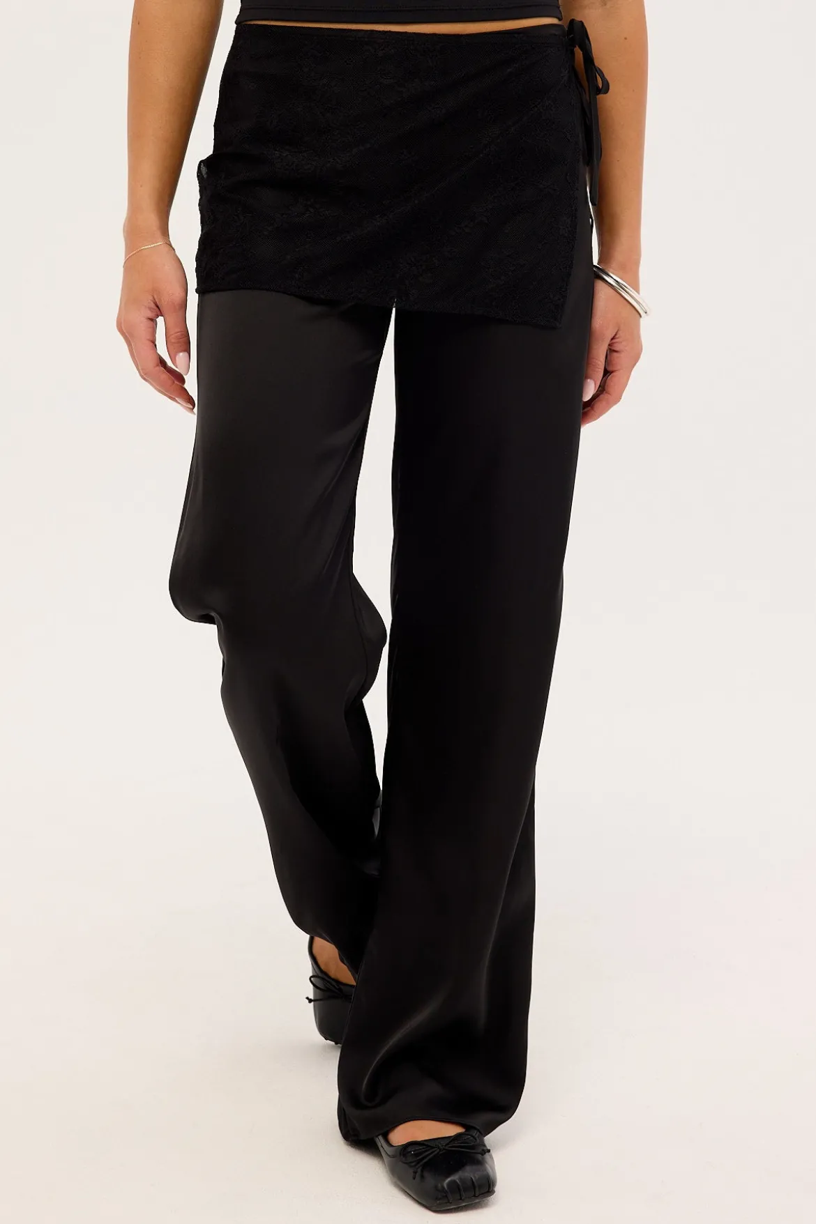 Harlow Lace Wrap Pants Black