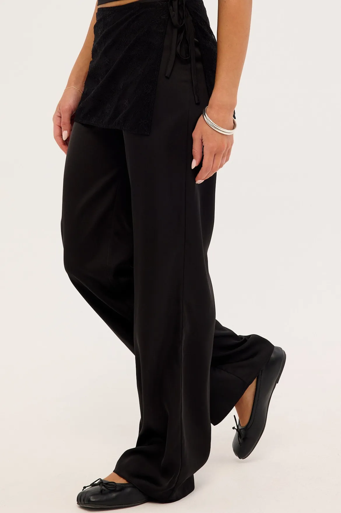 Harlow Lace Wrap Pants Black