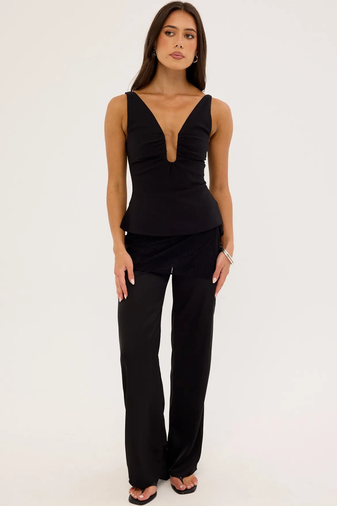 Harlow Lace Wrap Pants Black