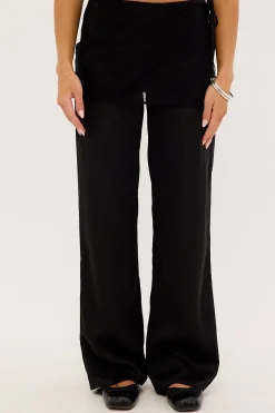 Harlow Lace Wrap Pants Black