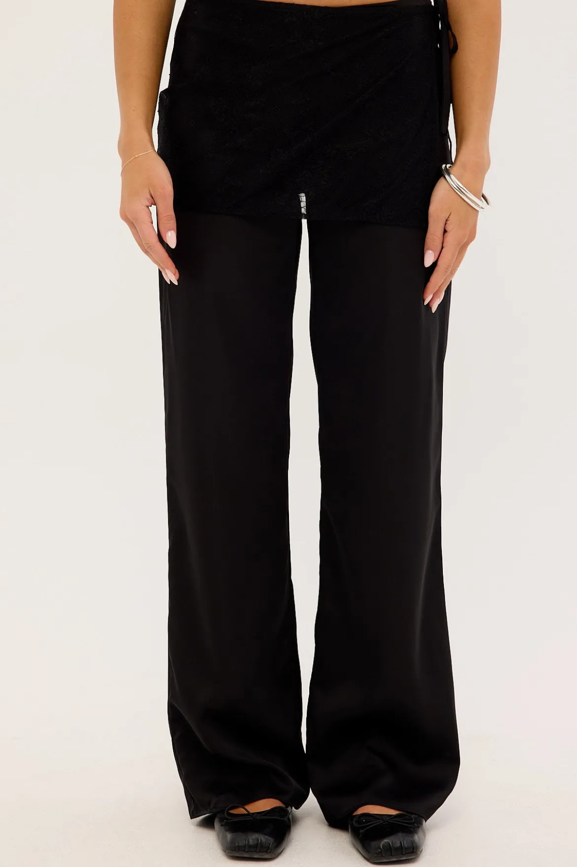 Harlow Lace Wrap Pants Black