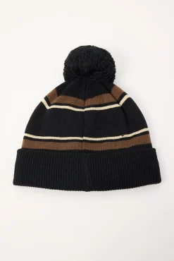 Harry Stripe Beanie Black