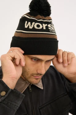 Harry Stripe Beanie Black