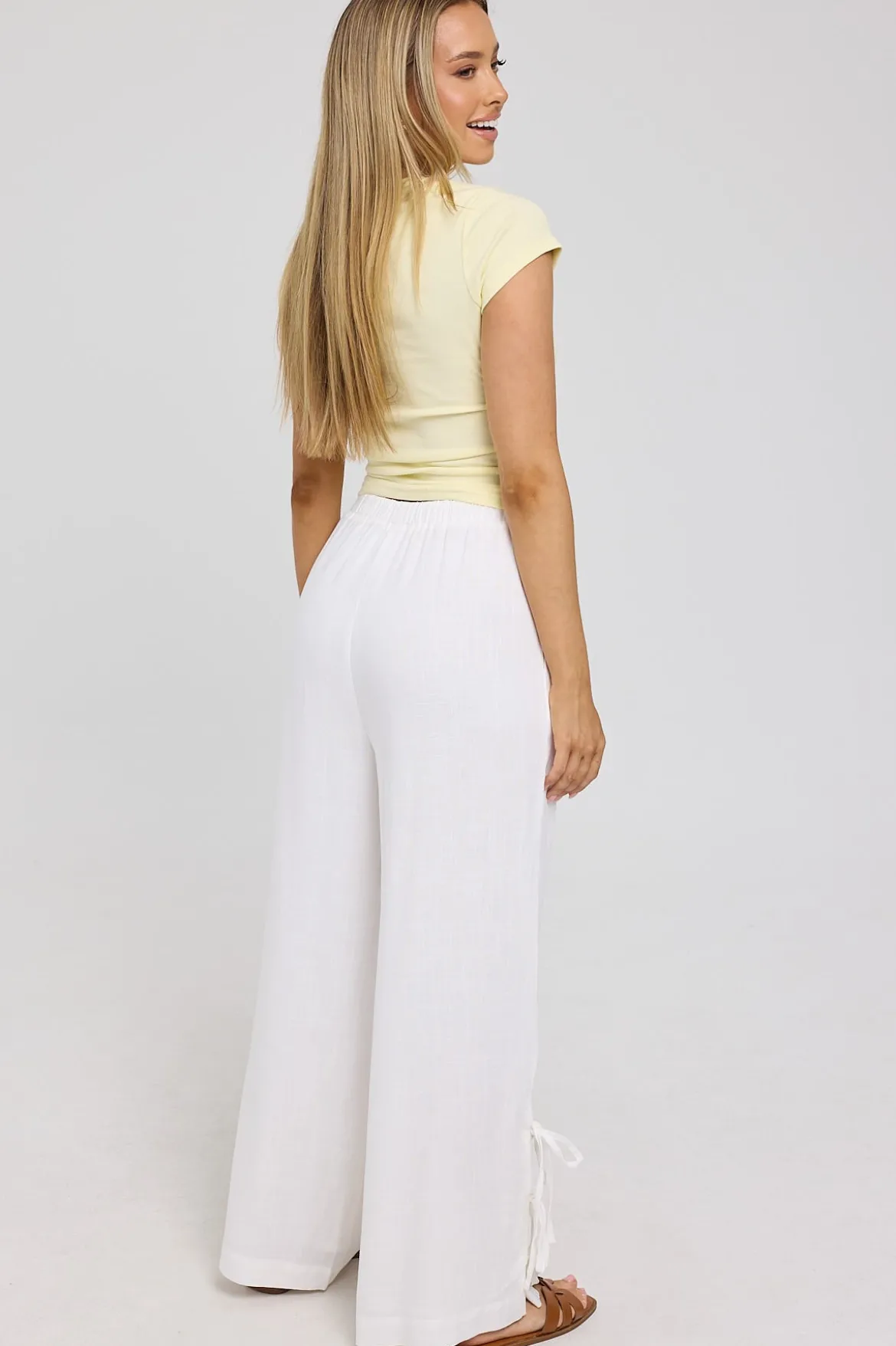 Haven Mid Rise Bow Pants White