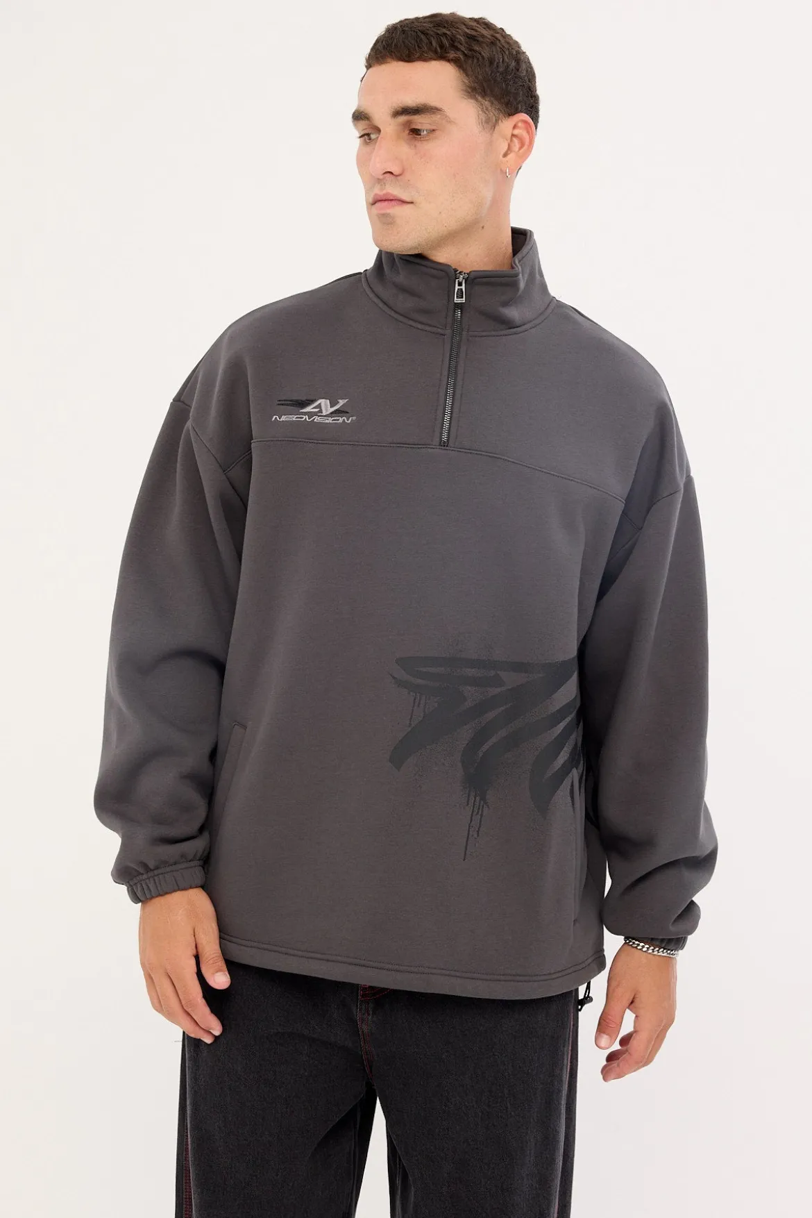 Havok Elastic Quarter Zip Crew Ash Black