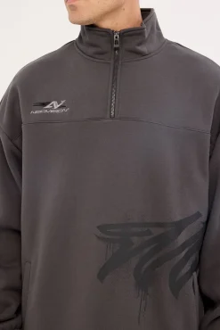 Havok Elastic Quarter Zip Crew Ash Black