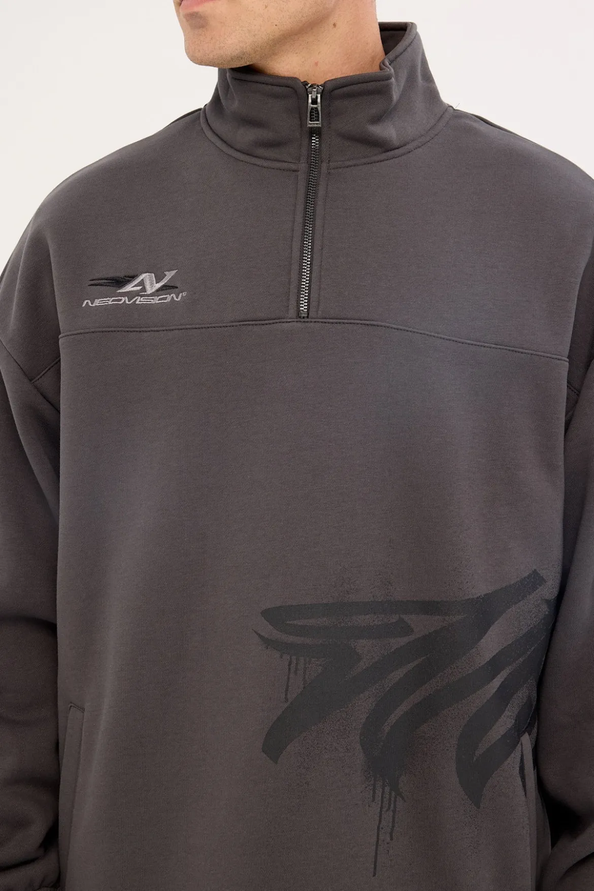 Havok Elastic Quarter Zip Crew Ash Black