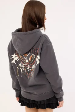 Hawk Relaxed Hoodie Washed Black