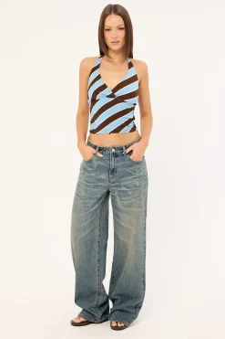 Haya Top Retro Stripe Blue