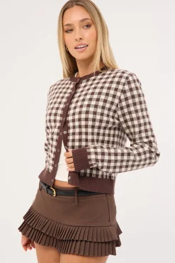 Head In The Clouds Cardigan Brown Check