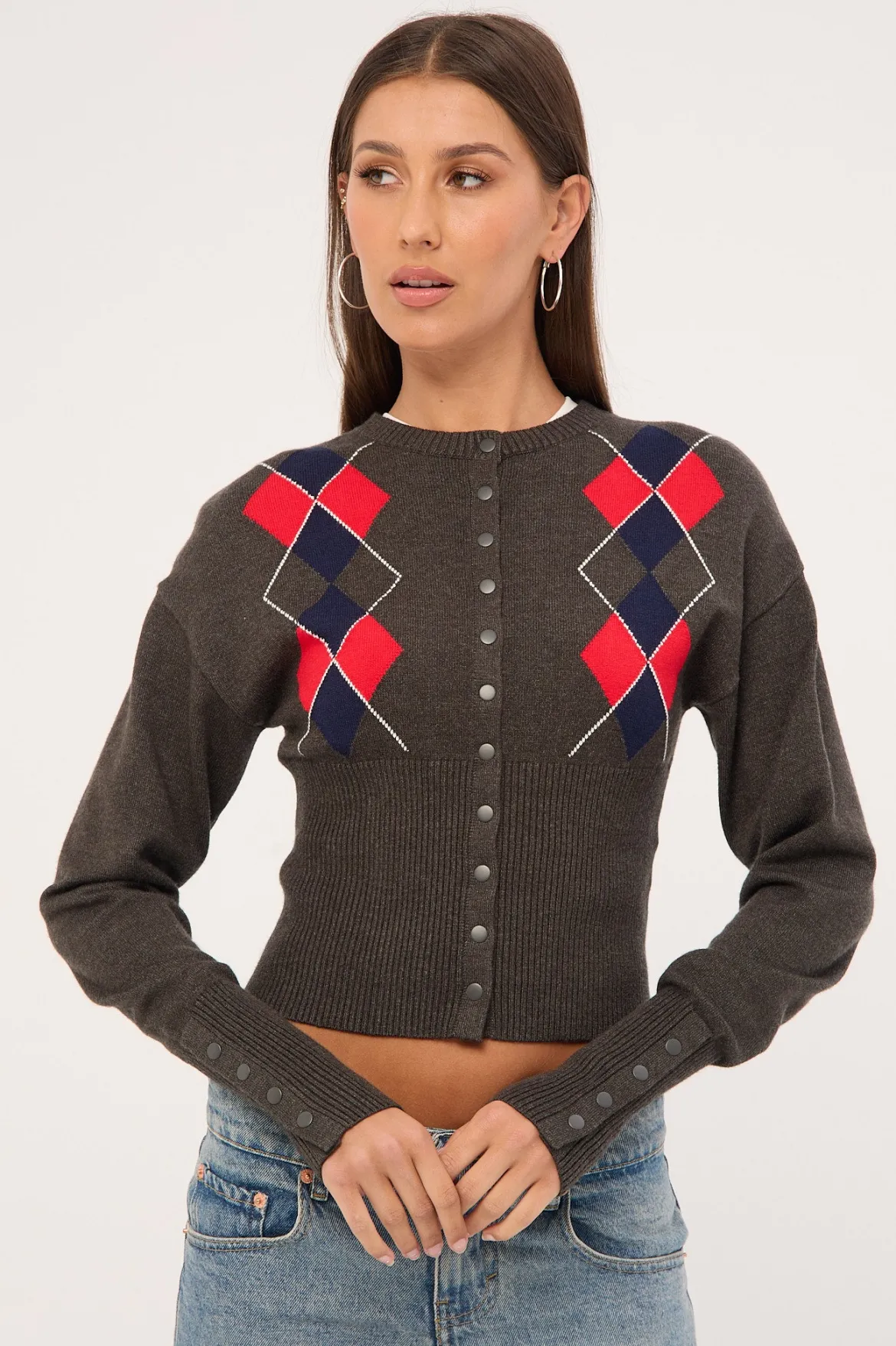 Head In The Clouds Grey Argyle