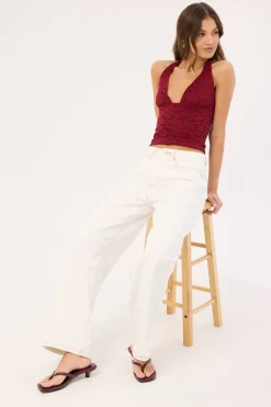 Heather Lace Halter Top Burgundy