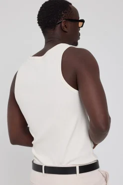 Heirloom Scoop Neck Singlet Tank Cloud White
