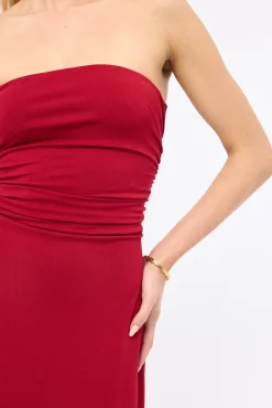 Hera Strapless Maxi Dress Burgundy