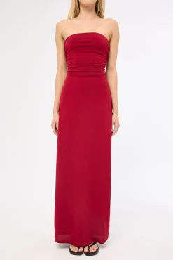 Hera Strapless Maxi Dress Burgundy