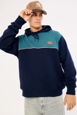 Heritage Panelled Hoodie Navy