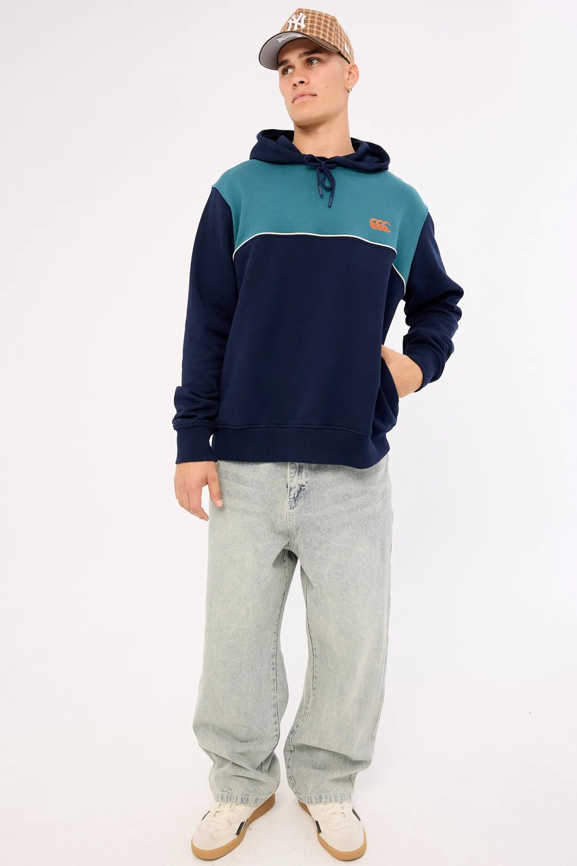 Heritage Panelled Hoodie Navy