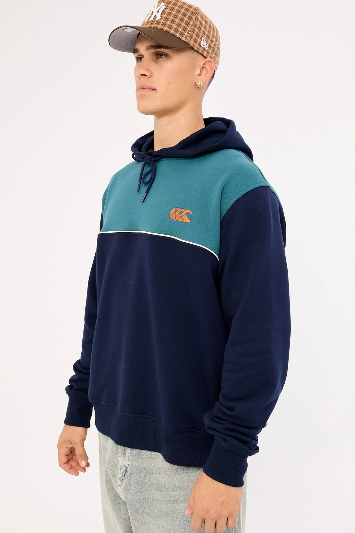Heritage Panelled Hoodie Navy