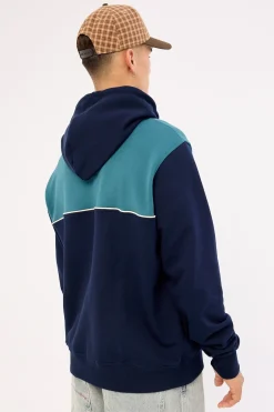 Heritage Panelled Hoodie Navy