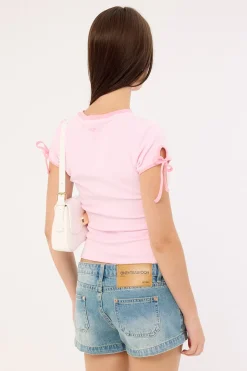 Hibiscus Contrast Ringer Baby Tee Pink